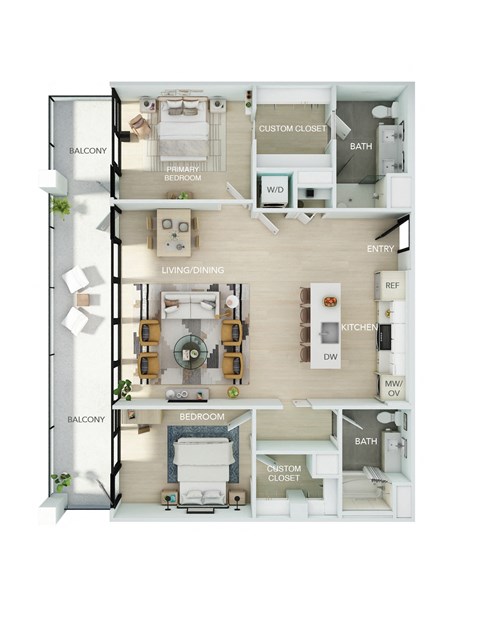 a floor plan of a house with a bedroom and a living room