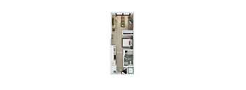 a floor plan of a studio apartment with a bedroom