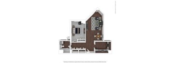 1 bed 1 bath 740 sf Floor Plan at The 6Hundred, Worcester