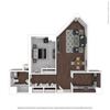 1 bed 1 bath 740 sf Floor Plan 1 bed 1 bath 740 sf Floor Plan at The 6Hundred, Worcester