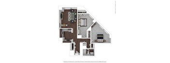 2 bed 1 bath 843 sf Floor Plan at The 6Hundred, Massachusetts, 01608