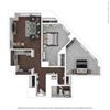 2 bed 1 bath 843 sf Floor Plan 2 bed 1 bath 843 sf Floor Plan at The 6Hundred, Massachusetts, 01608