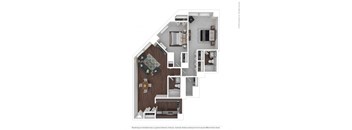 1094 SF 2 bed 2 bath Floor Plan at The 6Hundred, Worcester, MA, 01608