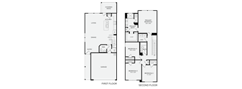 A floor plan of a two-story home with labeled rooms and dimensions.