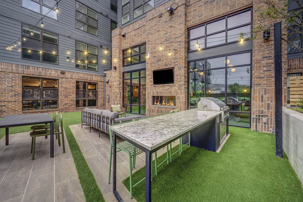 Courtyard grill and fireplace