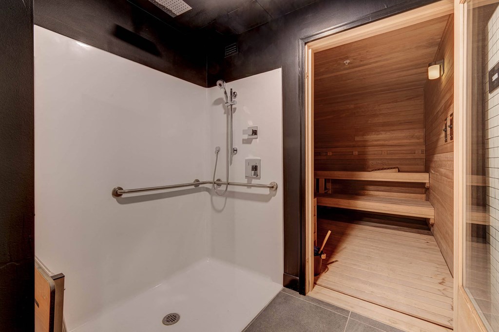Cold plunge shower and sauna