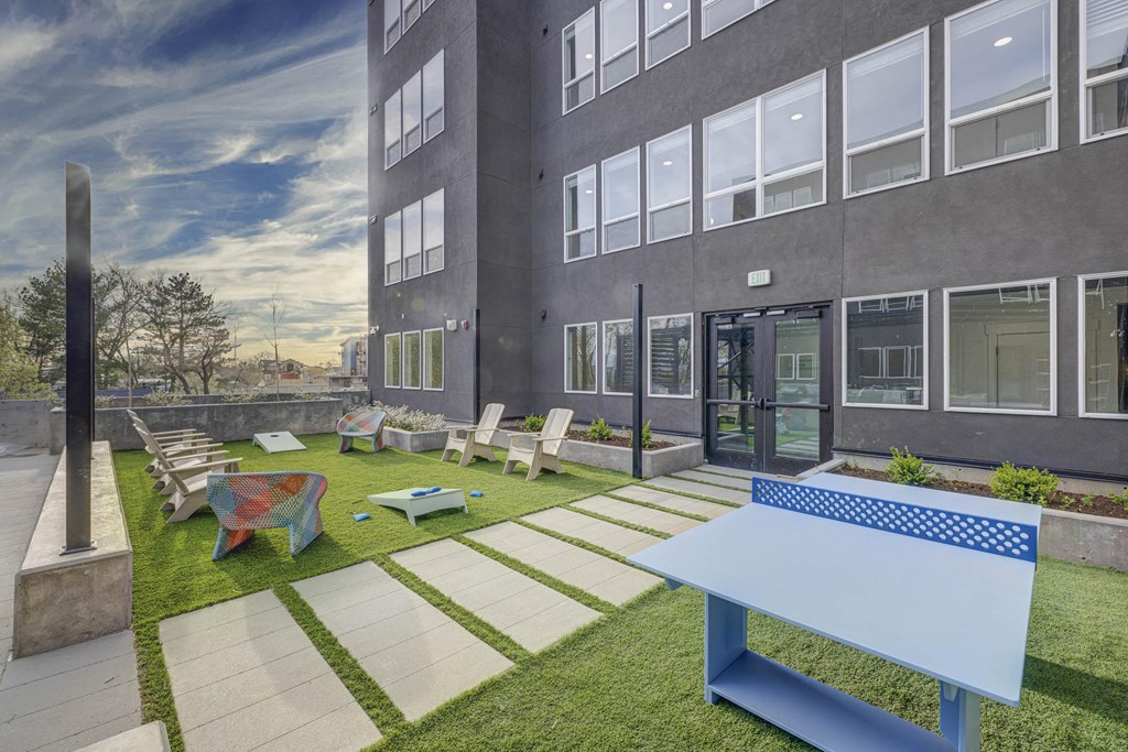 Outdoor courtyard with games