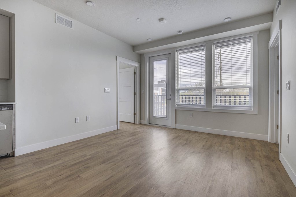 Empty view of the living room with windows
