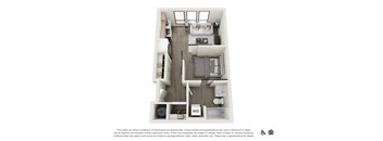 a 3d floor plan of a 1 bedroom apartment at the residences at silver hill in suit