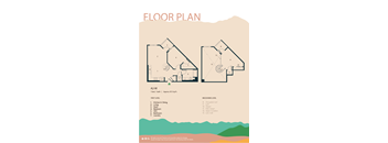 A floor plan of a one bedroom, 1 bathroom apartment with an approximate size of 815 square feet.