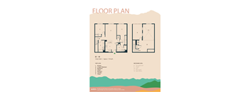 A floor plan of a property with two bedrooms and two bathrooms.