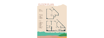 A floor plan for a property B2-M with a Mezzanine Level and First Level, including a kitchen, living and dining area, bedrooms, bathrooms, laundry, deck, and closets.