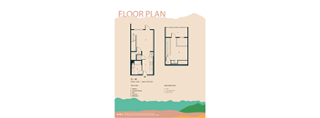 A floor plan of a studio apartment with a bathroom and a living and dining area.