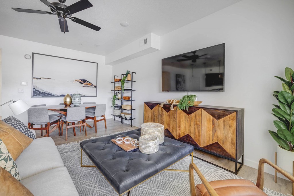 a living room with a couch and a coffee table