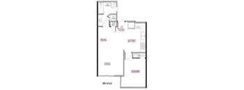 A floor plan of a house with labeled rooms such as Dining, Kitchen, Living, and Bedroom.