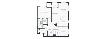 blueprint of 2 bedroom floor plan of the apartments