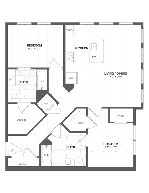 A black and white image of a floor plan for a house.