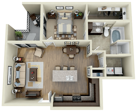 a 3d drawing of a floor plan with a bedroom and living room