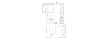 A floor plan of a studio