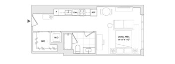 A floor plan of a studio