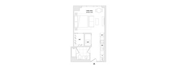 A floor plan of a studio
