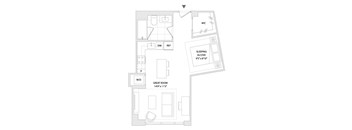 A floor plan of a studio