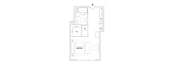 A floor plan of a living space with a living area of 16'5"x13'0".