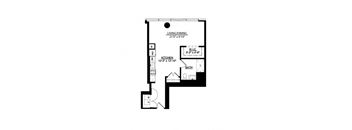 this is the floor plan of a small house with a kitchen and a living room