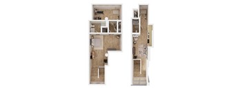 a floor plan of a house with a bedroom and a living room