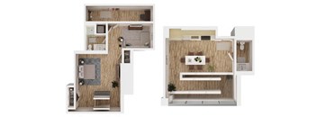 a floor plan of a home with a bedroom and a living room