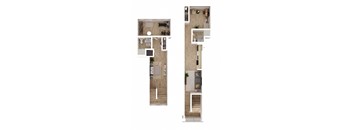 a floor plan of a house with a bedroom and a living room