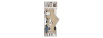 a floor plan of a one bedroom apartment with a bathroom and living room, transparent png