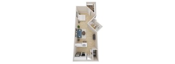 a floor plan of a one bedroom apartment with a bathroom and living room, transparent png
