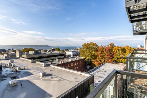 A view of a cityscape from a high vantage point.