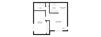 a floor plan of a room with a bedroom and a living room