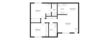 a floor plan of a house with a bedroom and a living room