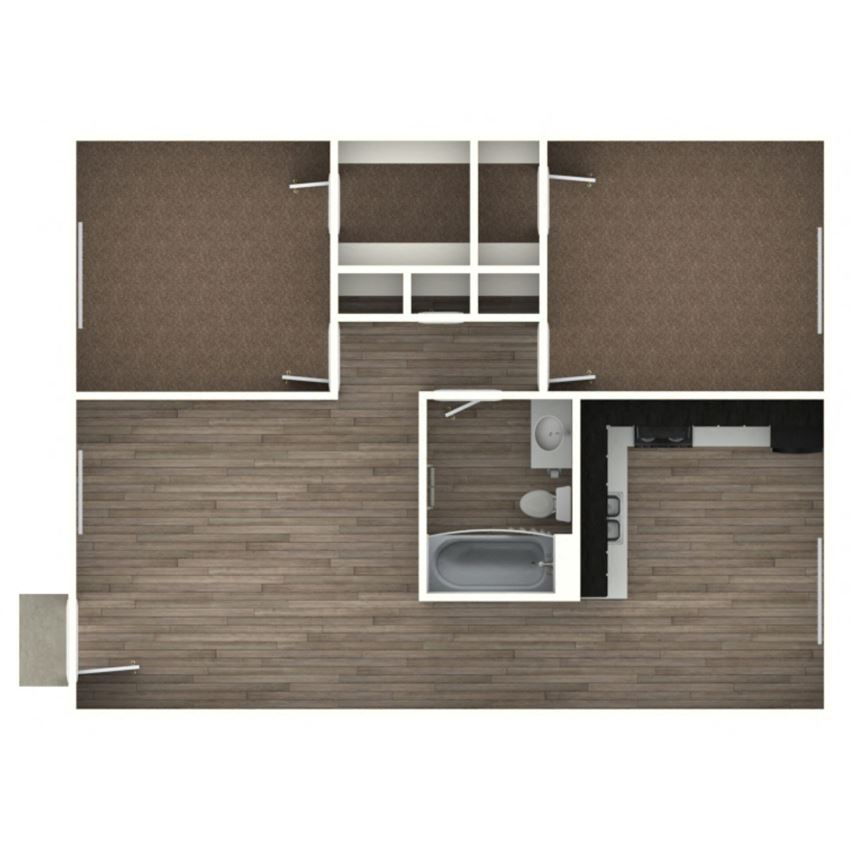 2 bed 1 bath 1025 SF