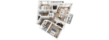 A floor plan of a house with a living room, kitchen, and bathroom.