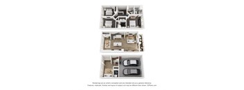 a stylized floor plan of a 4 bedroom apartment
