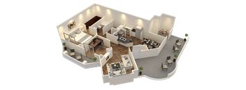 Challenger - 3D floor plan - 857 SQFT