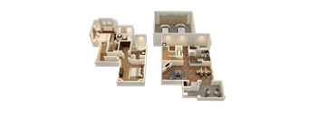 Two floor plans of a house with a kitchen, living room, and bathroom.