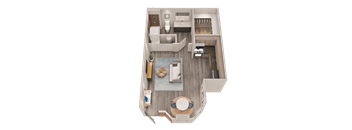Cambridge - 3D floor plan - 508 SQFT