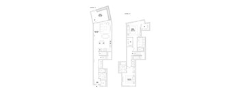 Two floor plans for a two level home with labels for each room.