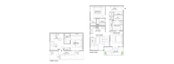 two layouts of floor plans for a modern house