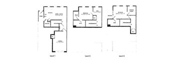 Three schematic diagrams, each labeled Level 1, Level 2, and Level 3, respectively.