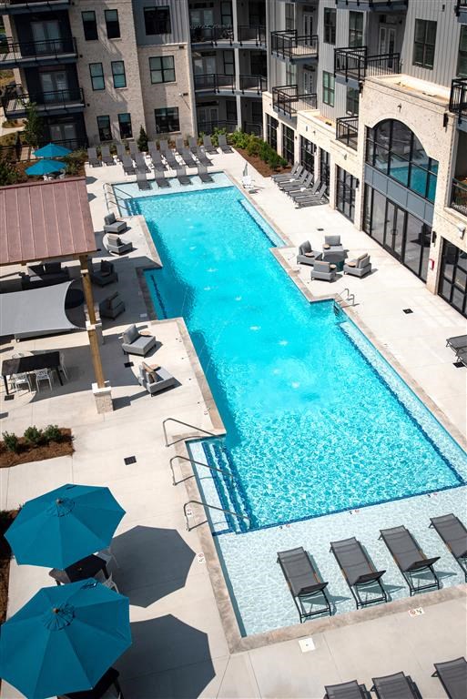 an aerial view of the pool at the ace hotel