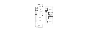 A floor plan of a house with a living room, dining room, kitchen, two bedrooms, a bathroom, and a porch.
