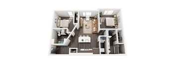 a 3d rendering of a floor plan with a bedroom