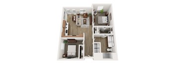 a 1 bedroom floor plan with a bathroom and a living room