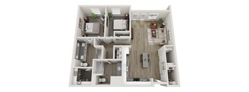 a floor plan of a house with a bedroom and a living room